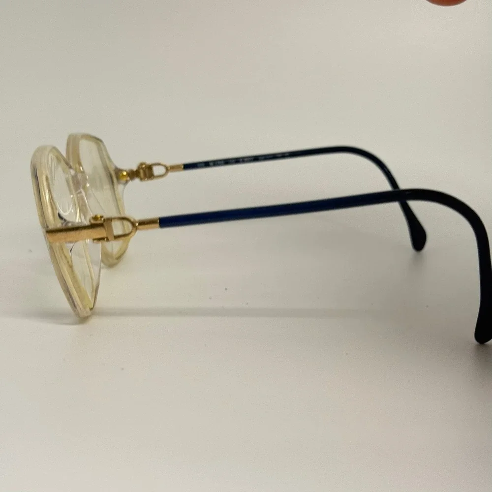 Silhouette M 1766 Vintage Geometric Eyeglasses Blue Gold Austria SPX 56-13 135